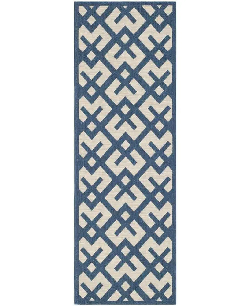 Safavieh Courtyard CY6915 Navy and Beige 2'3" x 6'7" Sisal Weave Runner Outdoor Area Rug