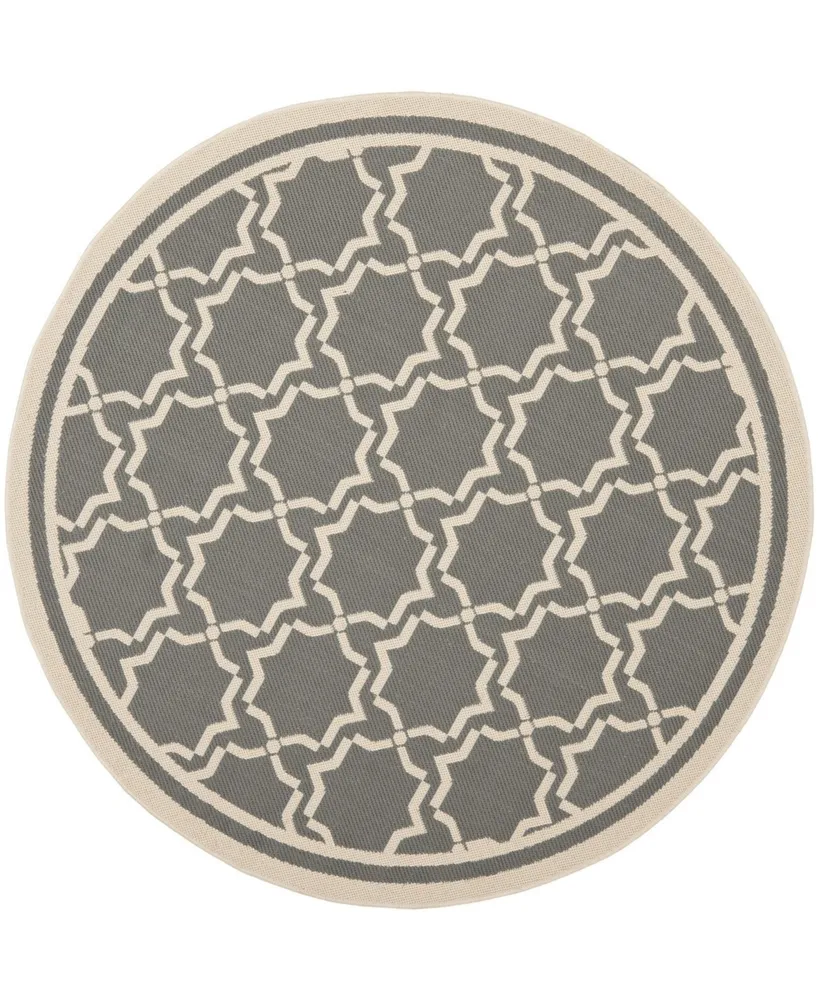 Safavieh Courtyard CY6916 Anthracite and Beige 5'3" x 5'3" Round Outdoor Area Rug