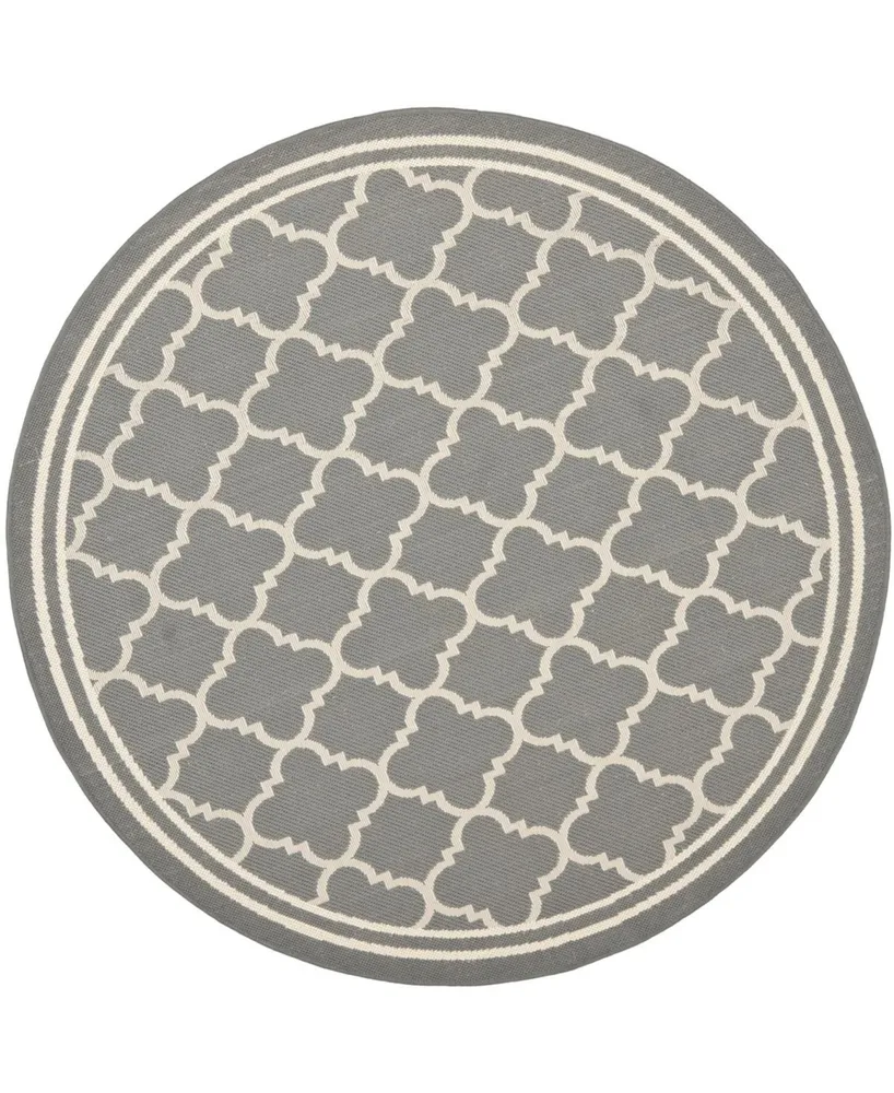 Safavieh Courtyard CY6918 Anthracite and Beige 5'3" x 5'3" Sisal Weave Round Outdoor Area Rug