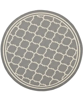 Safavieh Courtyard CY6918 Anthracite and Beige 5'3" x 5'3" Sisal Weave Round Outdoor Area Rug