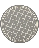 Safavieh Courtyard CY6918 Anthracite and Beige 5'3" x 5'3" Sisal Weave Round Outdoor Area Rug