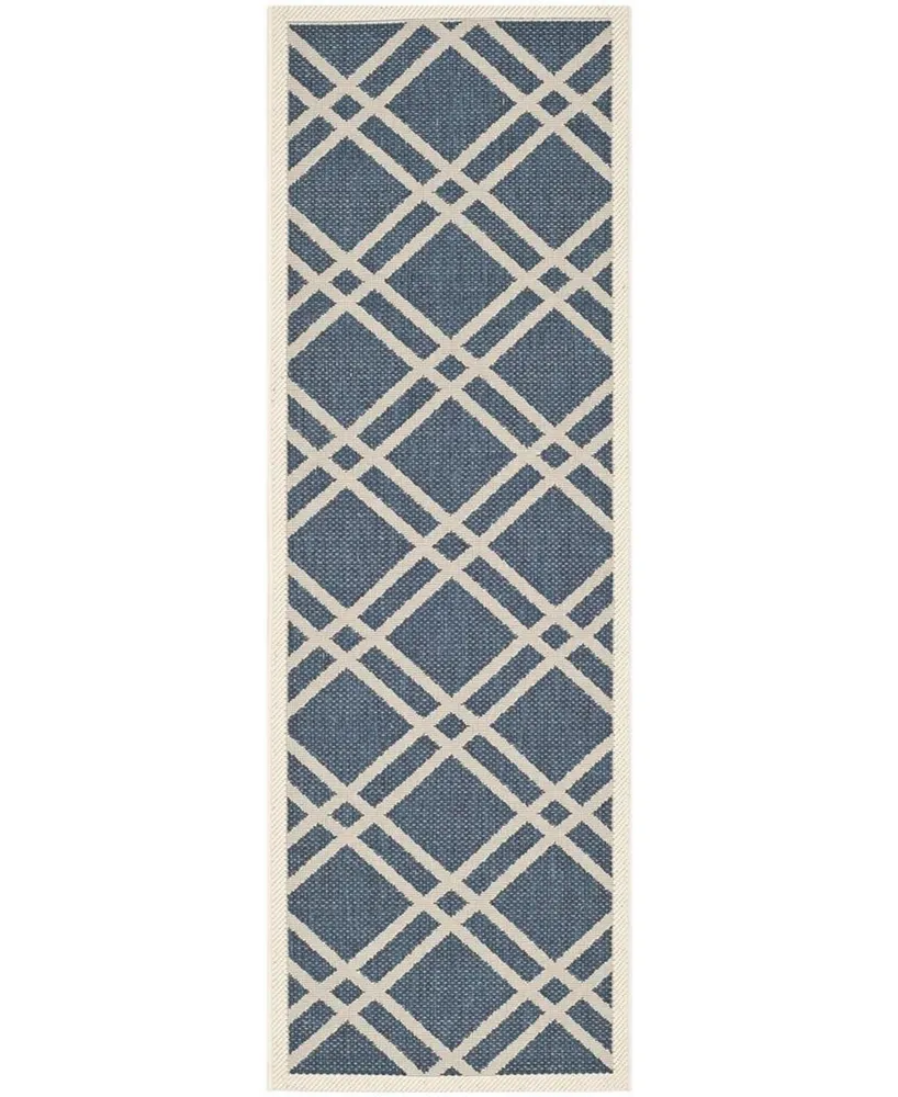 Safavieh Courtyard CY6923 Navy and Beige 2'3" x 6'7" Sisal Weave Runner Outdoor Area Rug