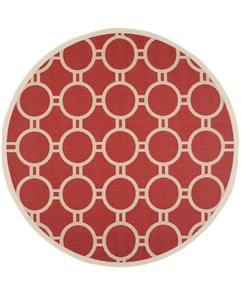 Safavieh Courtyard CY6924 Red and Bone 7'10" x 7'10" Sisal Weave Round Outdoor Area Rug