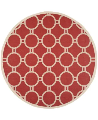 Safavieh Courtyard CY6924 Red and Bone 7'10" x 7'10" Sisal Weave Round Outdoor Area Rug