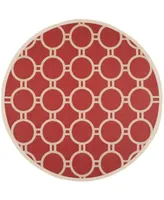 Safavieh Courtyard CY6924 Red and Bone 7'10" x 7'10" Sisal Weave Round Outdoor Area Rug