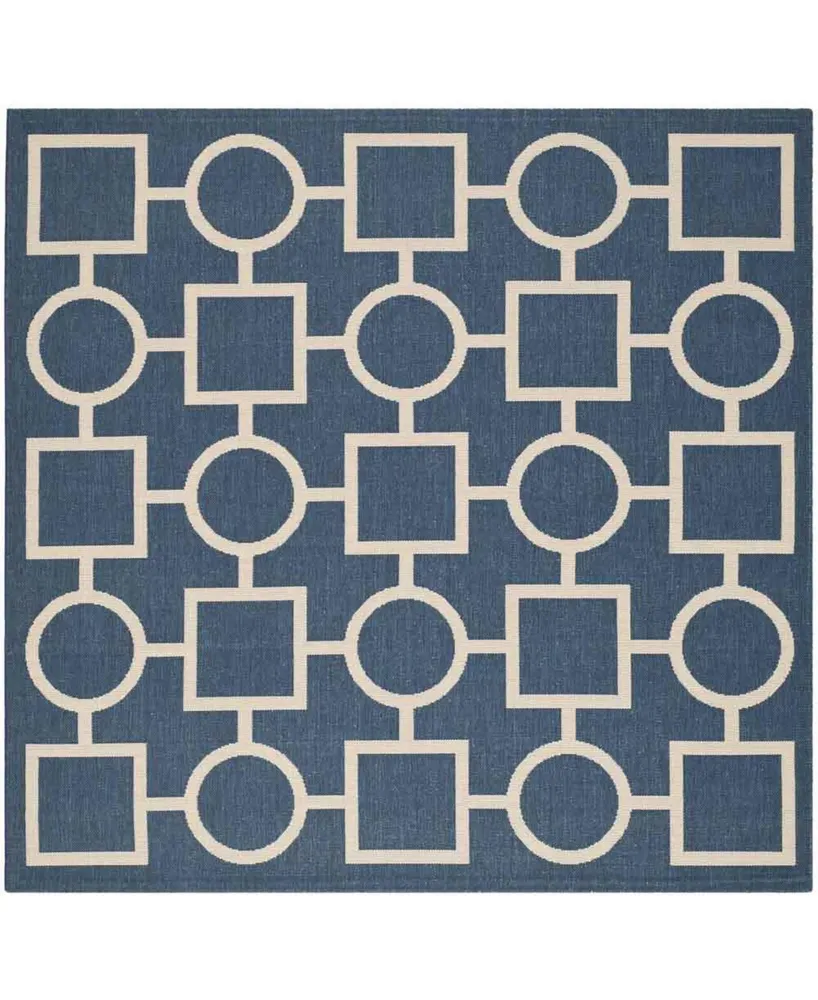 Safavieh Courtyard CY6925 Navy and Beige 6'7" x 6'7" Sisal Weave Square Outdoor Area Rug