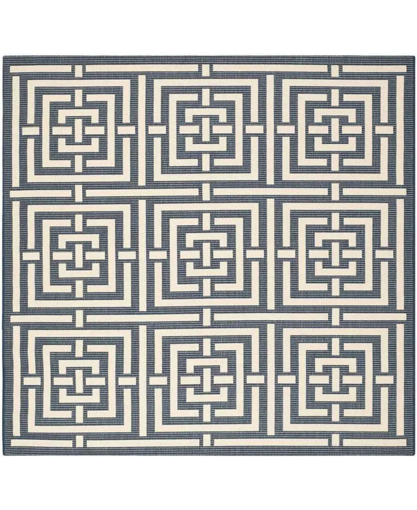 Safavieh Courtyard CY6937 Navy and Beige 6'7" x 6'7" Sisal Weave Square Outdoor Area Rug