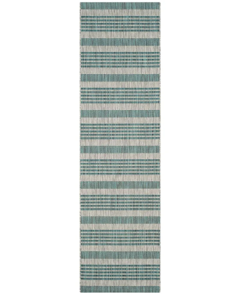 Safavieh Courtyard CY8062 Grey and Blue 2'3" x 8' Runner Outdoor Area Rug