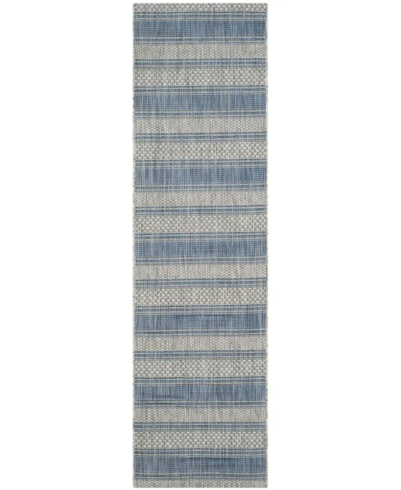 Safavieh Courtyard CY8464 Grey and Navy 2'3" x 8' Runner Outdoor Area Rug