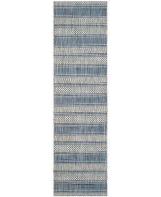 Safavieh Courtyard CY8464 Grey and Navy 2'3" x 8' Runner Outdoor Area Rug