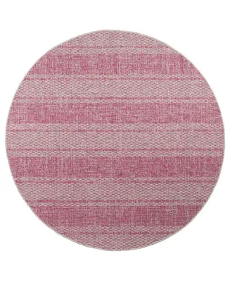 Safavieh Courtyard CY8736 Light Gray and Fuchsia 6'7" x 6'7" Sisal Weave Round Outdoor Area Rug