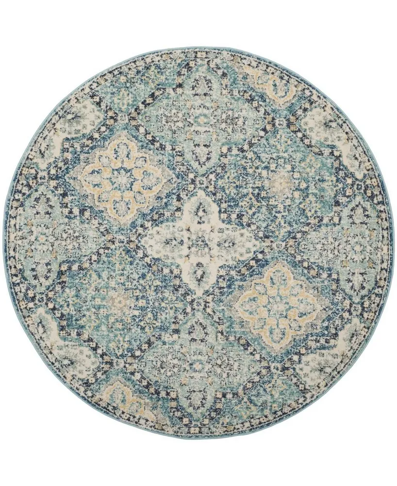 Safavieh Evoke EVK274 Light Blue and Ivory 5'1" x 5'1" Round Area Rug