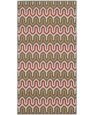 Safavieh Hampton HAM516 Dark Gray and Rust 2'7" x 5' Outdoor Area Rug