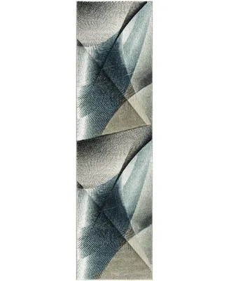 Safavieh Hollywood HLW715 Grey and Teal 2'2" x 8' Runner Area Rug