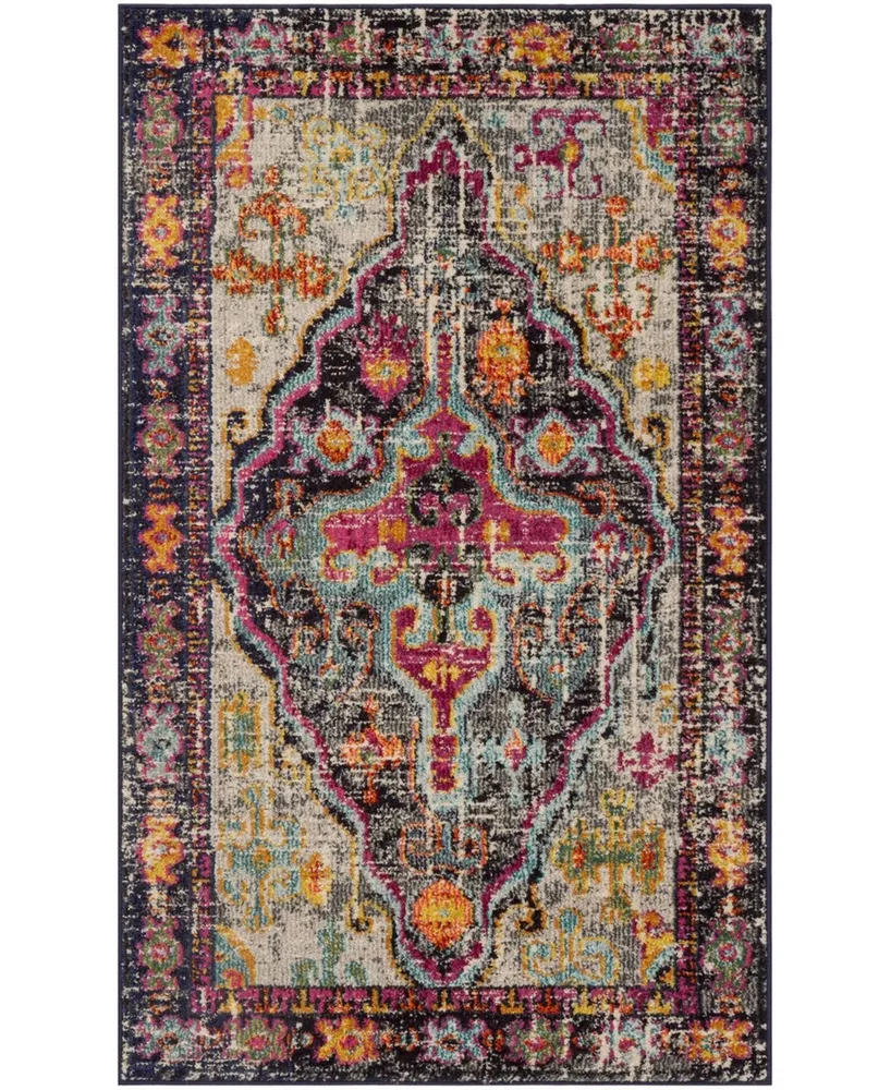 Safavieh Monaco MNC247 Gray and Fuchsia 3' x 5' Area Rug