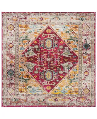 Safavieh Monaco MNC256 Fuchsia and Light Gray 6'7" x 6'7" Square Area Rug