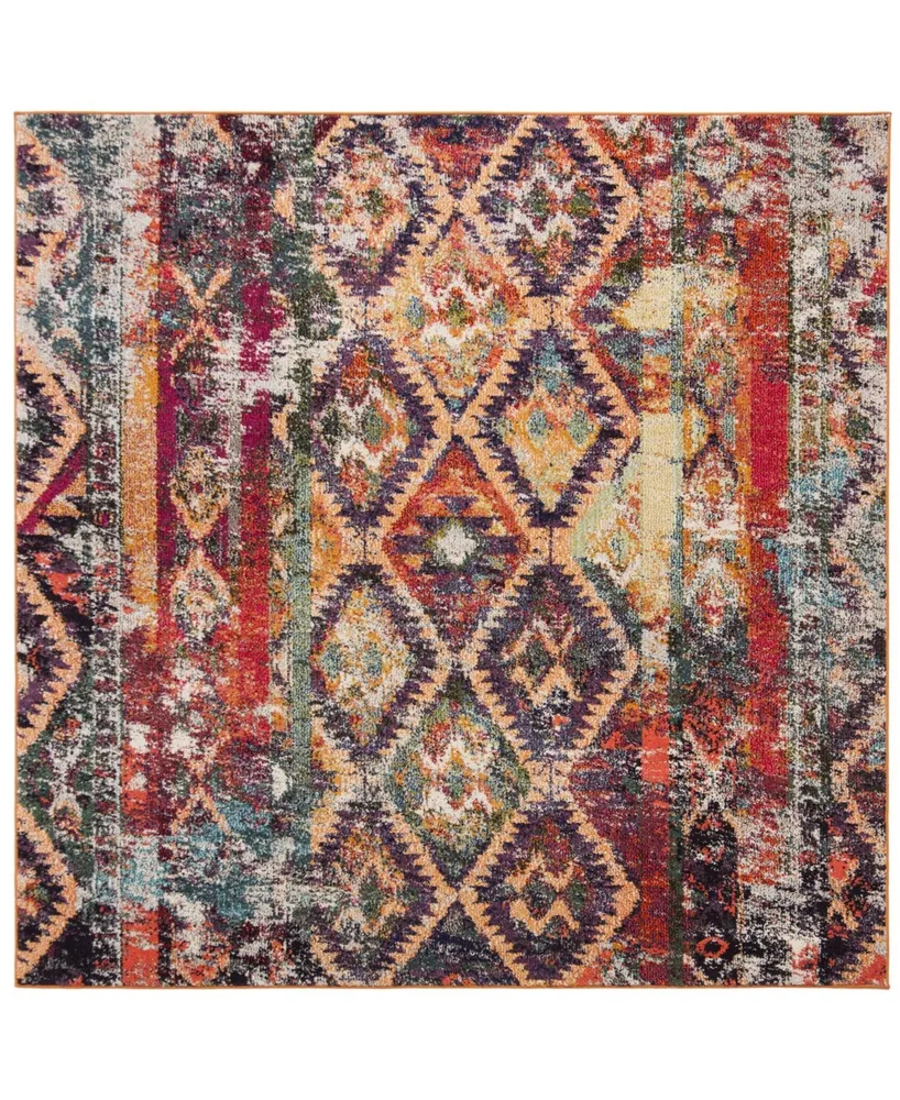 Safavieh Monaco MNC264 Purple and Orange 6'7" x 6'7" Square Area Rug