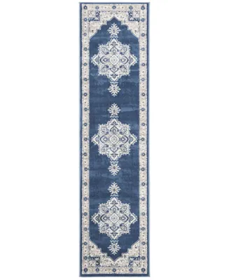 Safavieh Brentwood BNT865 Navy and Creme 2' x 8' Runner Area Rug
