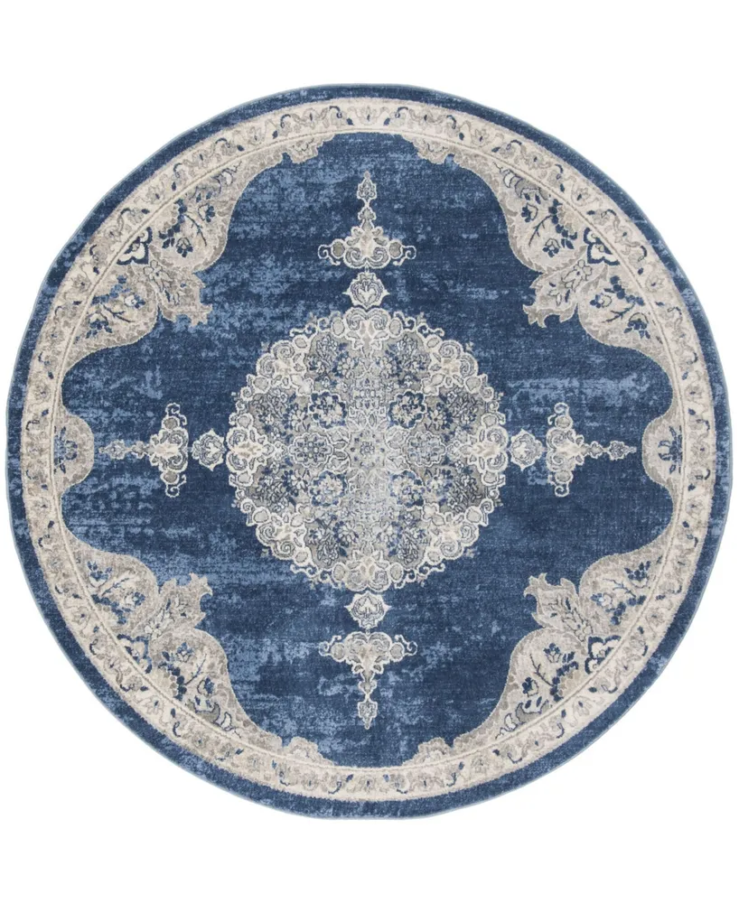 Safavieh Brentwood BNT867 Navy and Light Gray 6'7" x 6'7" Round Area Rug