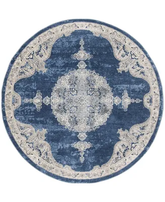 Safavieh Brentwood BNT867 Navy and Light Gray 6'7" x 6'7" Round Area Rug