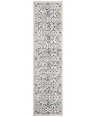 Safavieh Brentwood BNT870 Light Grey and Blue 2' x 8' Runner Area Rug