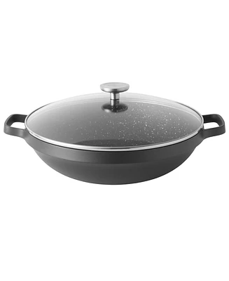 BergHOFF Gem Nonstick 12.5" Chinese Wok 5.7Qt., Black, Glass Lid