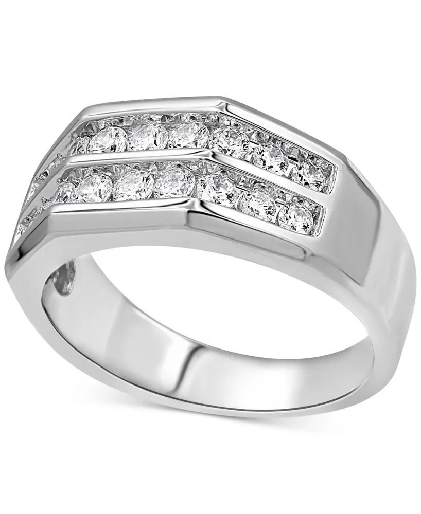 Men's Diamond Double Row Ring (1 ct. t.w.) in 10k White Gold and 10k Yellow Gold