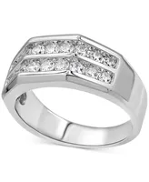 Men's Diamond Double Row Ring (1 ct. t.w.) in 10k White Gold and 10k Yellow Gold