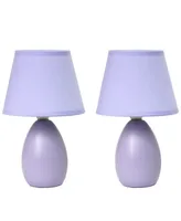 Simple Designs Mini Egg Oval Ceramic Table Lamp 2 Pack Set