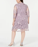 Alex Evenings Plus Embroidered Jacket Dress