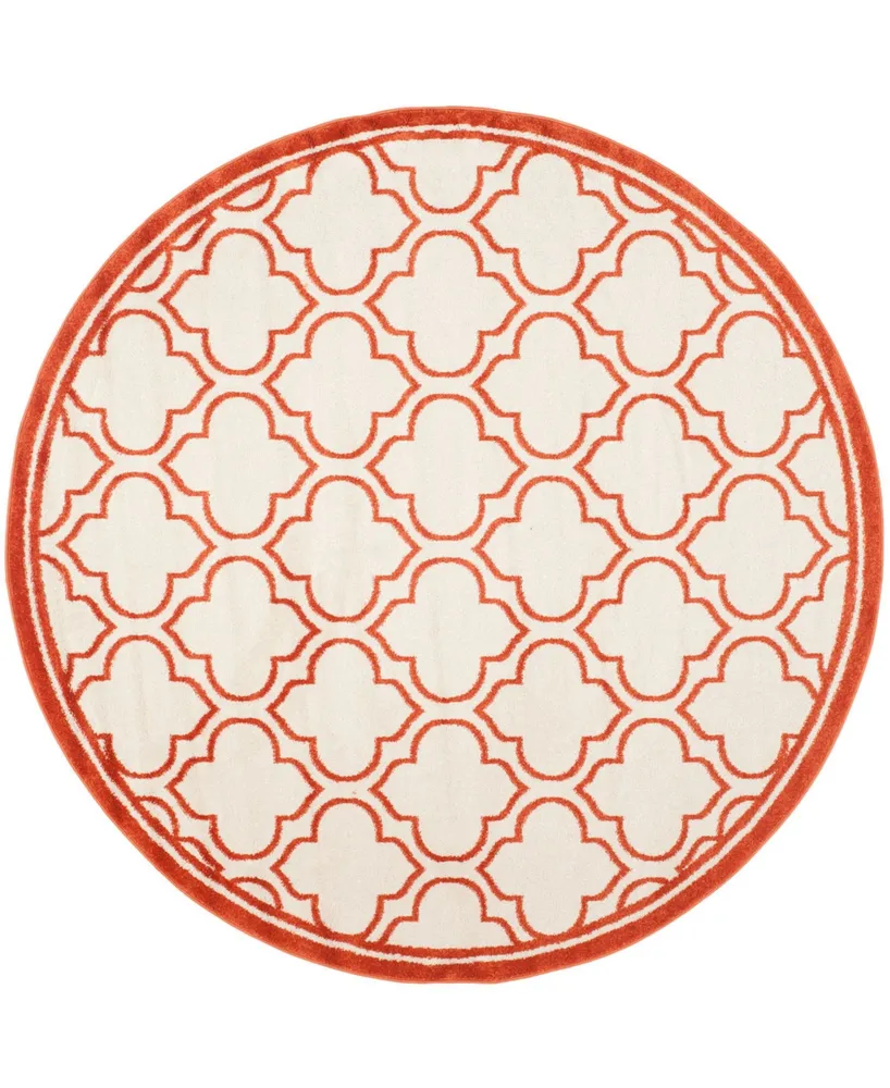 Safavieh Amherst AMT412 Ivory and Orange 5' x 5' Round Area Rug