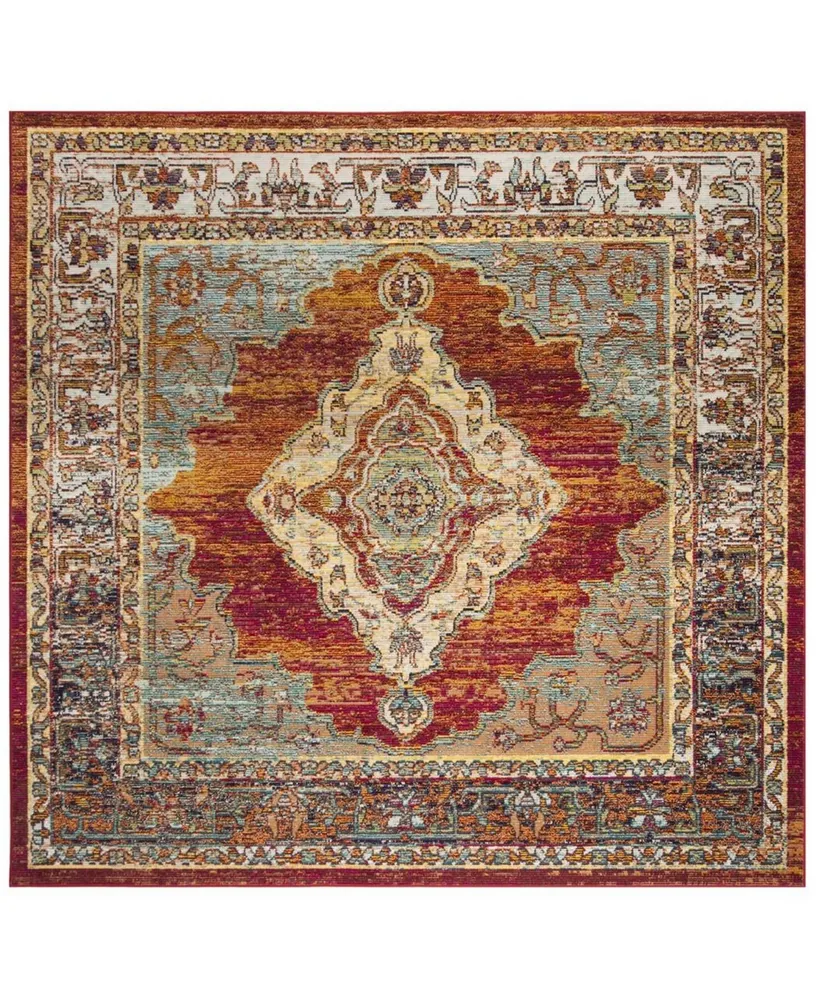 Safavieh Crystal CRS500 Orange and Light Blue 5' x 5' Square Area Rug