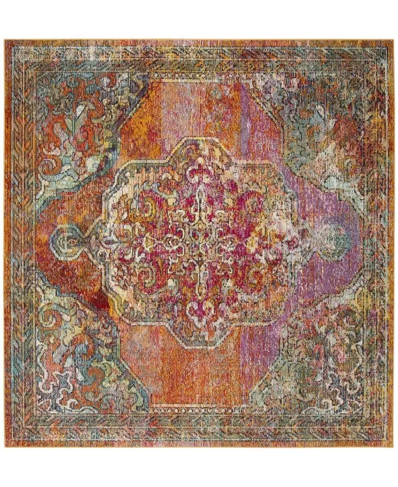 Safavieh Crystal CRS502 Orange and Light Blue 5' x 5' Square Area Rug