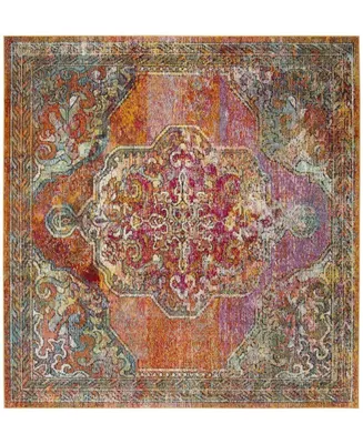 Safavieh Crystal CRS502 Orange and Light Blue 5' x 5' Square Area Rug