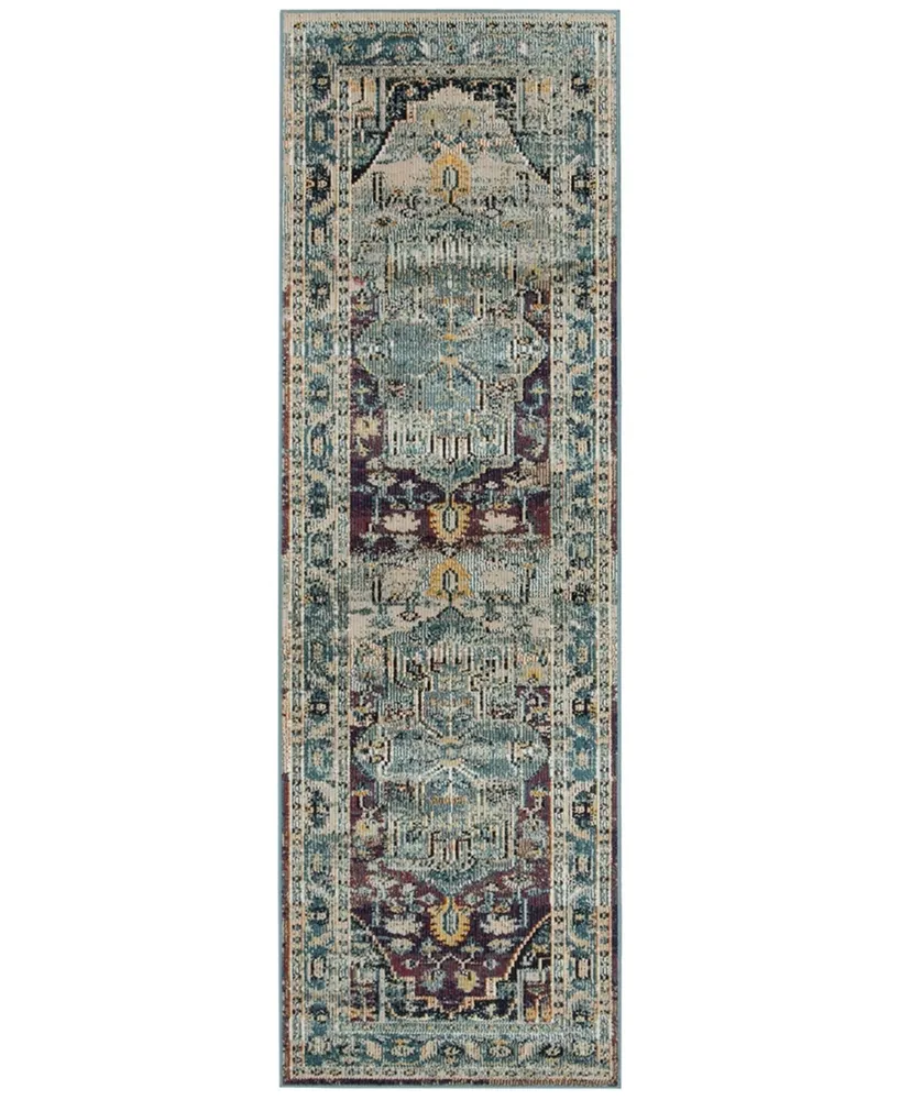 Safavieh Crystal CRS503 Teal and Purple 2'2" x 9' Runner Area Rug