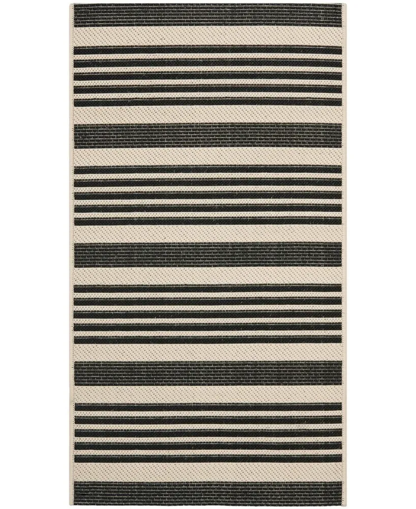 Safavieh Courtyard CY6062 Black and Bone 2'7" x 5' Sisal Weave Outdoor Area Rug