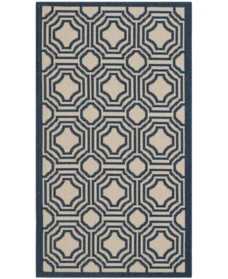 Safavieh Courtyard CY6112 Beige and Navy 2'7" x 5' Outdoor Area Rug