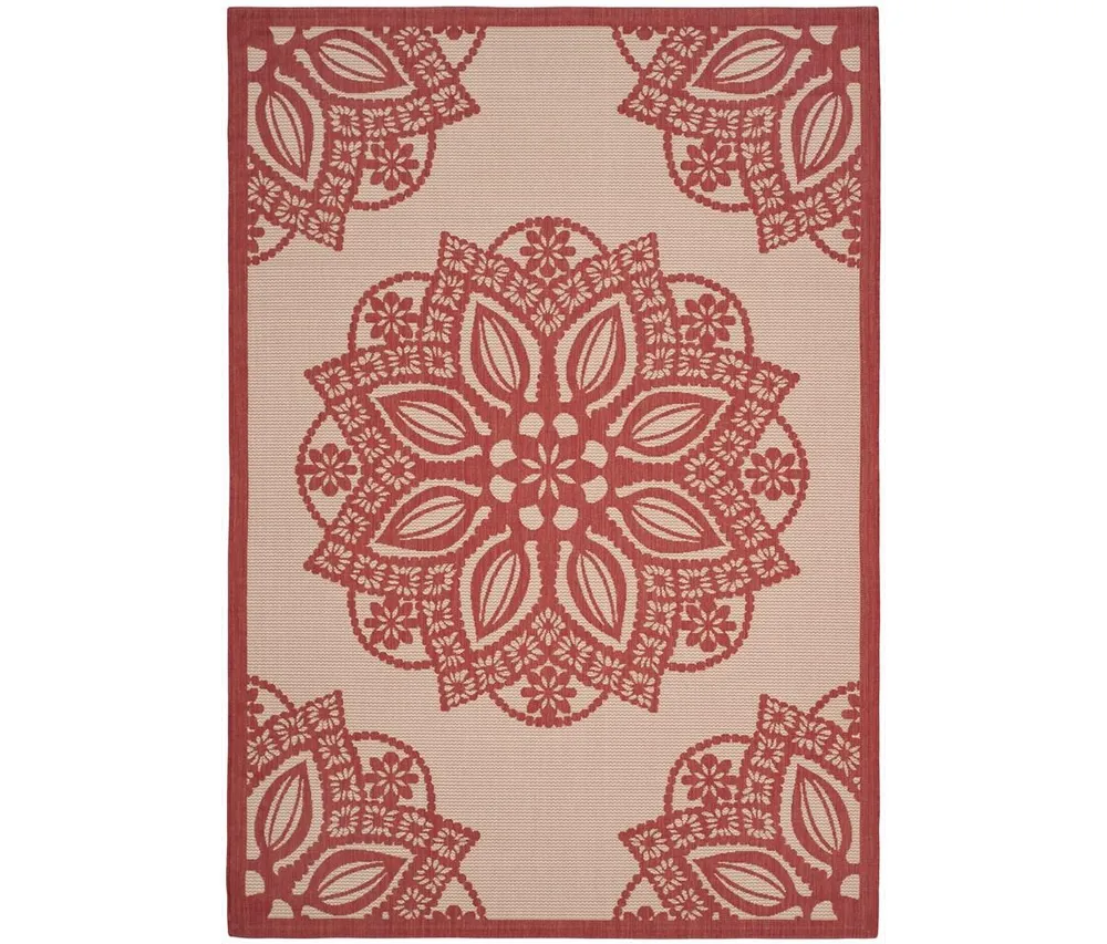 Safavieh Courtyard CY6139 Beige and Red 9' x 12' Sisal Weave Outdoor Area Rug