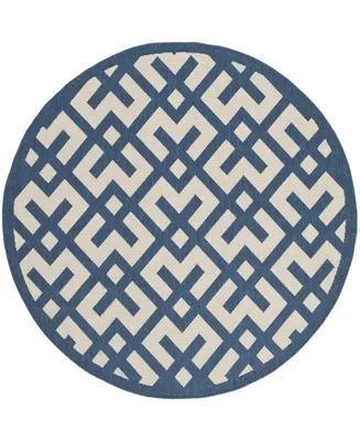 Safavieh Courtyard CY6915 Navy and Beige 6'7" x 6'7" Sisal Weave Round Outdoor Area Rug