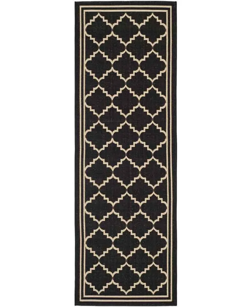 Safavieh Courtyard CY6889 Black and Creme 2'3" x 10' Sisal Weave Runner Outdoor Area Rug