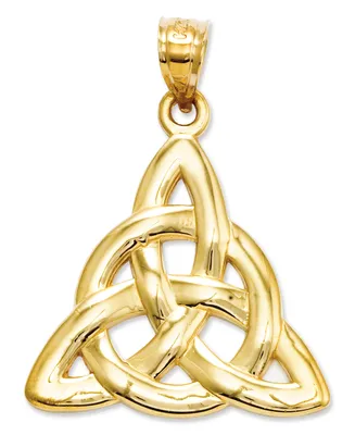 14k Gold Charm, Polished Trinity Charm