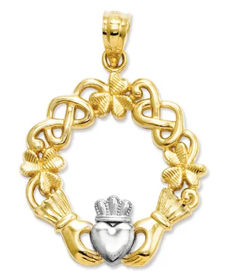 14k Gold and Sterling Silver Charm, Claddagh Charm