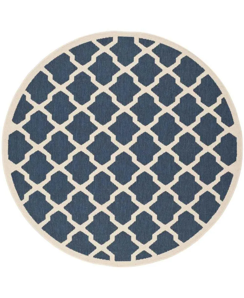 Safavieh Courtyard CY6903 Navy and Beige 6'7" x 6'7" Sisal Weave Round Outdoor Area Rug