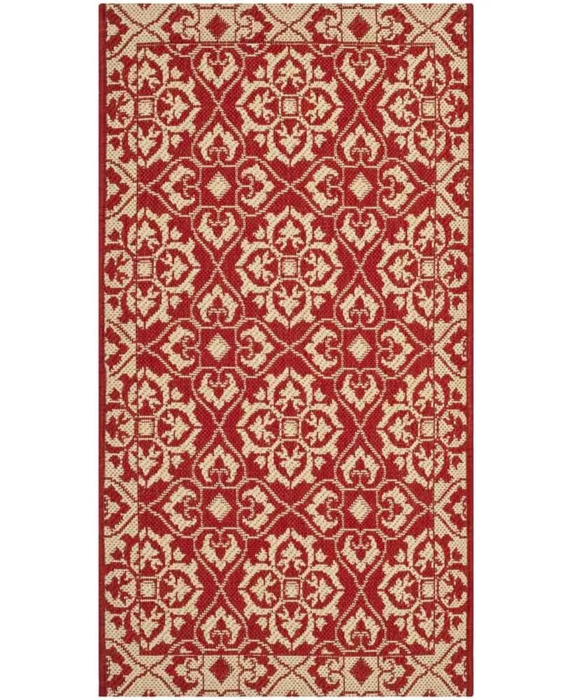 Safavieh Courtyard CY6550 Red and Creme 2'7" x 5' Sisal Weave Outdoor Area Rug