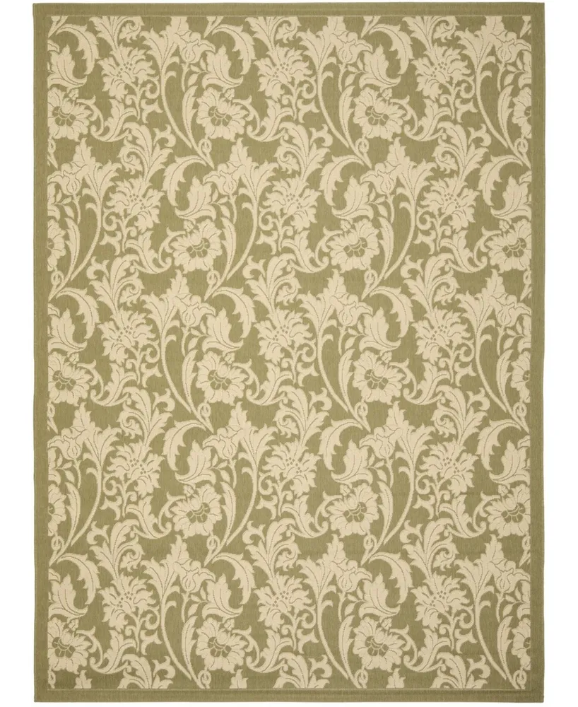 Safavieh Courtyard CY6565 Green and Creme 6'7" x 9'6" Outdoor Area Rug