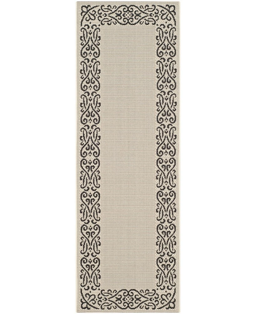 Safavieh Courtyard CY1588 Sand and Black 2'4" x 12' Runner Outdoor Area Rug