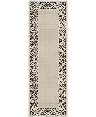 Safavieh Courtyard CY1588 Sand and Black 2'4" x 12' Runner Outdoor Area Rug