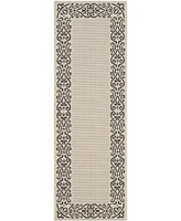 Safavieh Courtyard CY1588 Sand and Black 2'4" x 12' Runner Outdoor Area Rug