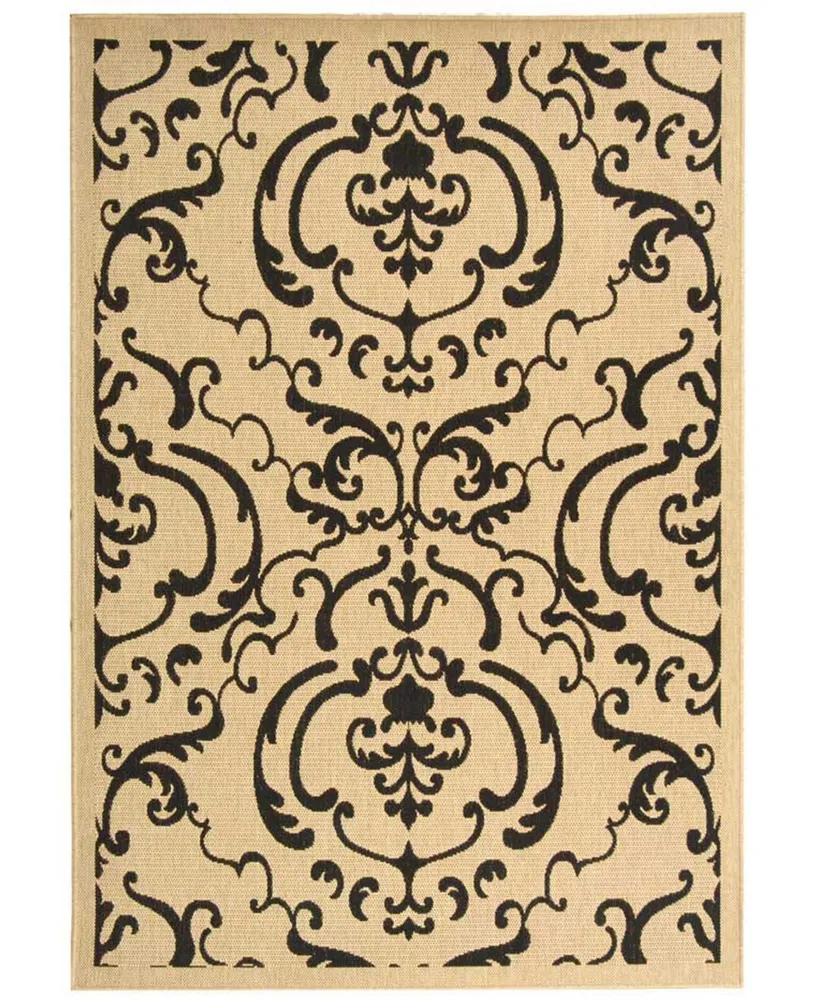 Safavieh Courtyard CY2663 Sand and Black 7'10" x 7'10" Sisal Weave Square Outdoor Area Rug