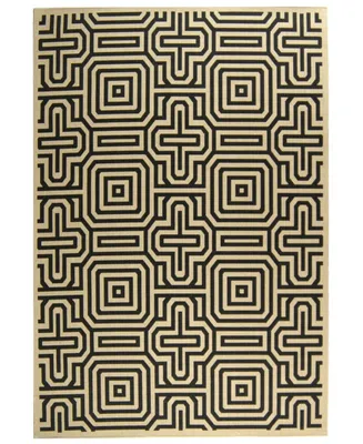 Safavieh Courtyard CY2962 Sand and Black 6'7" x 6'7" Sisal Weave Square Outdoor Area Rug
